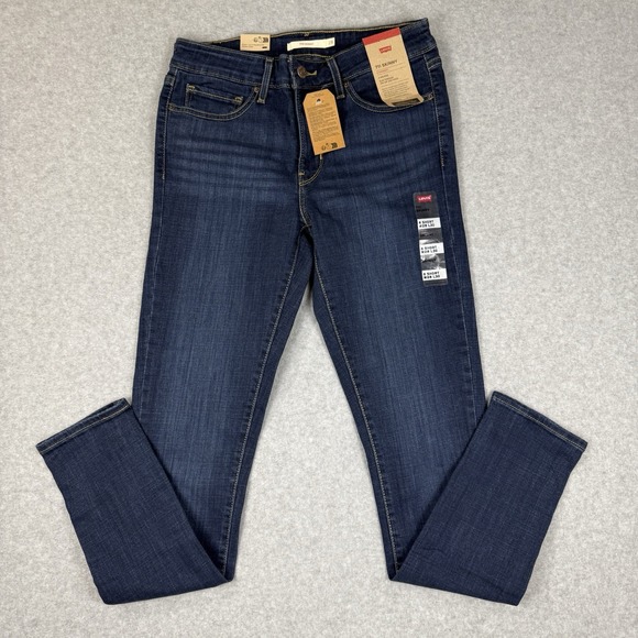 Levi's Denim - Levi's 711 Skinny Mid Rise Slim Jeans Dark Blue Wash Womens 6 Short 28X30 NWT